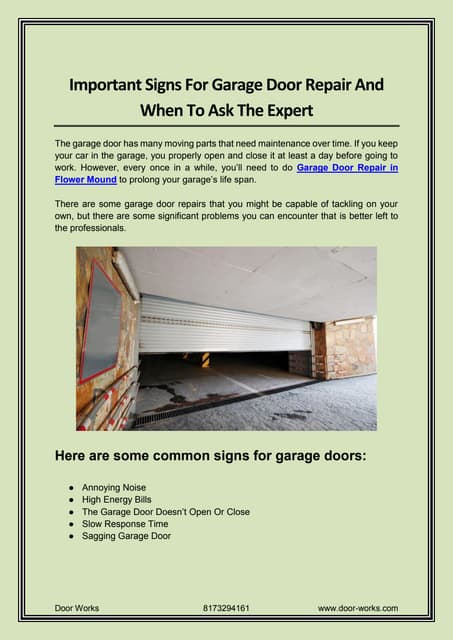 Important Signs For Garage Door Repair And When To Ask The Expert.pdf
