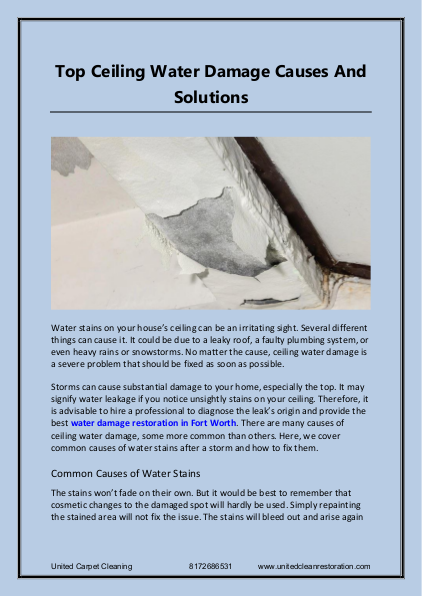 Top Ceiling Water Damage Causes And Solutions | edocr