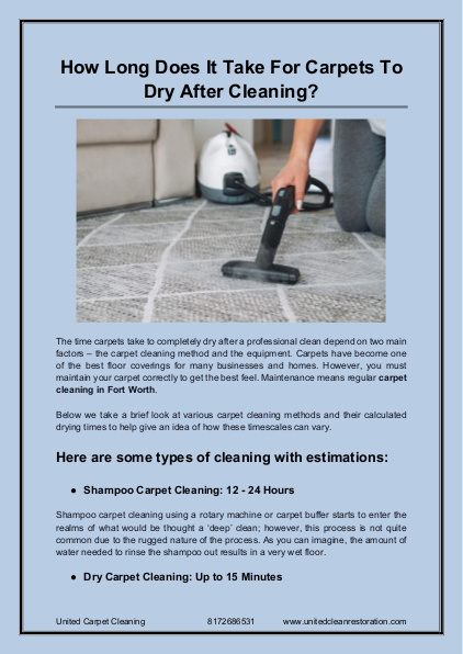 How Long Does It Take For Carpets To Dry After Cleaning | edocr