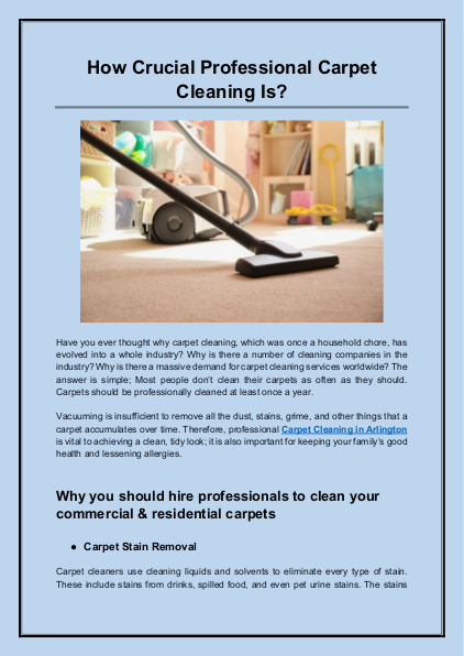 How Crucial Professional Carpet Cleaning Is? | edocr