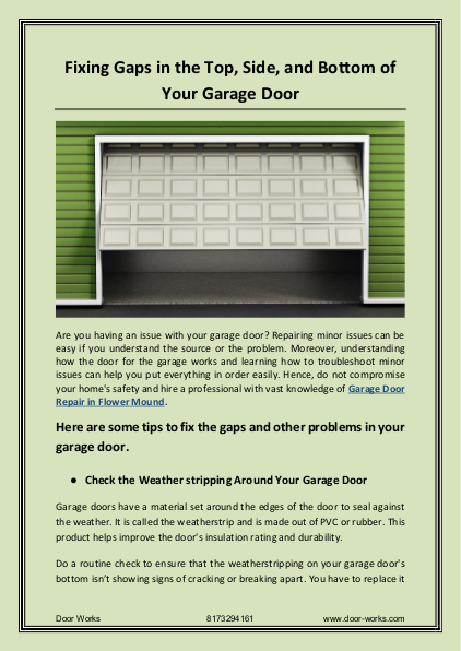 Fixing Gaps in the Top, Side, and Bottom of Your Garage Door | edocr