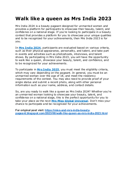 Walk like a queen as Mrs India 2023