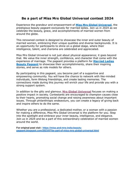 Be a part of Miss Mrs Global Universal contest 2024.pdf
