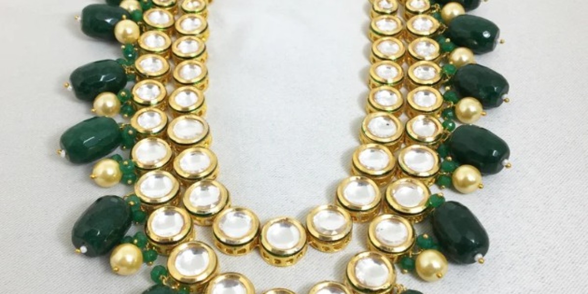 Green Kundan Polki Long Necklace Rani Haar