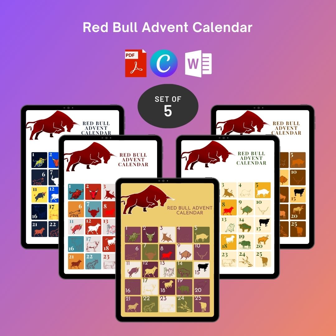 Red Bull Advent Calendar Printable Template in PDF & Word