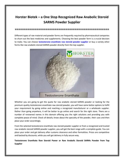 Horster Biotek – a One Stop Recognized Raw Anabolic Steroid SARMS Powder Supplier.pdf