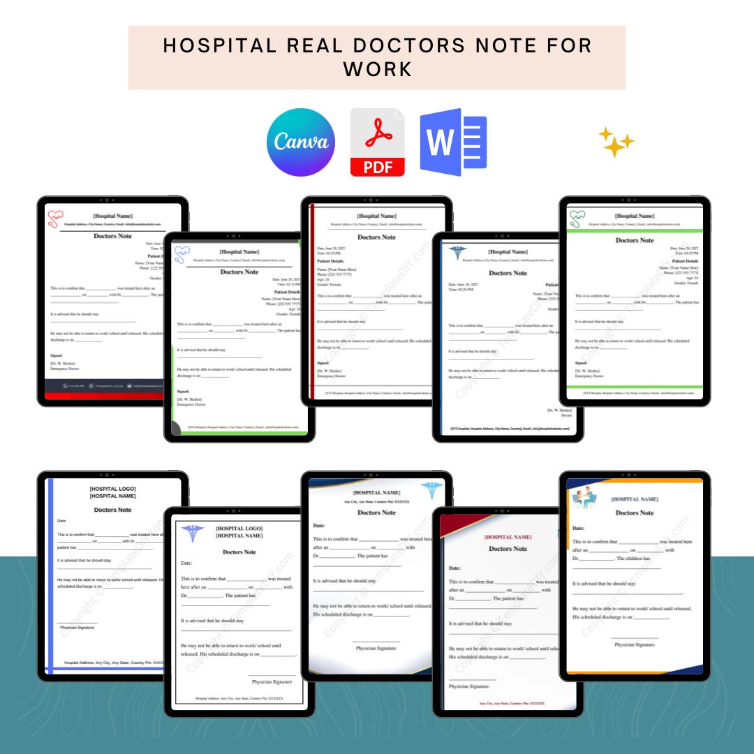 Hospital Real Doctors Note for Work Template in PDF & Word