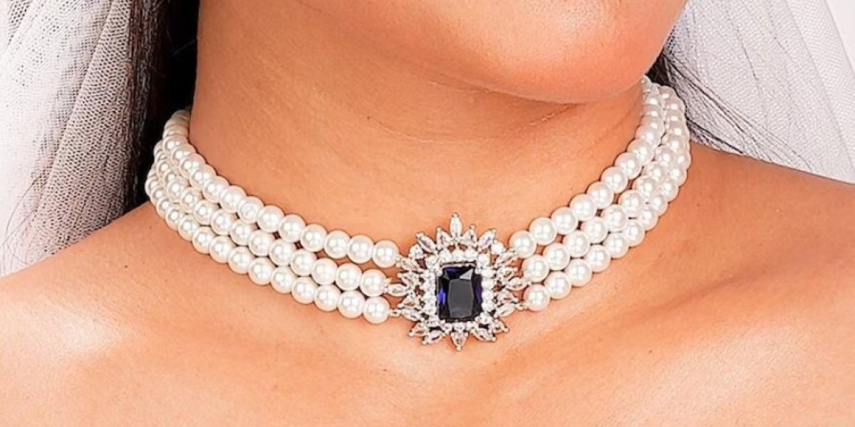 Sapphire Choker Set Blue Diamond Pearl Necklace