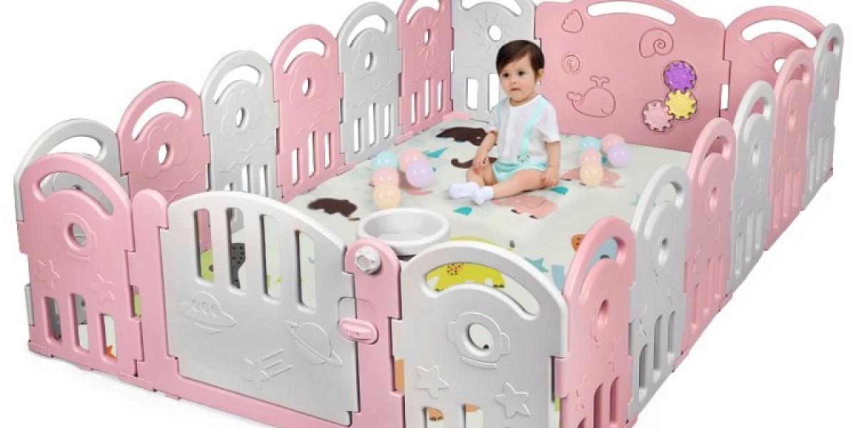 Baby playpen creates a private activity space for children