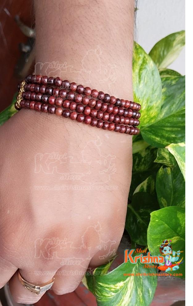 Four Layer Beads Pure Rakt Chandan Sandal Wood Bracelet