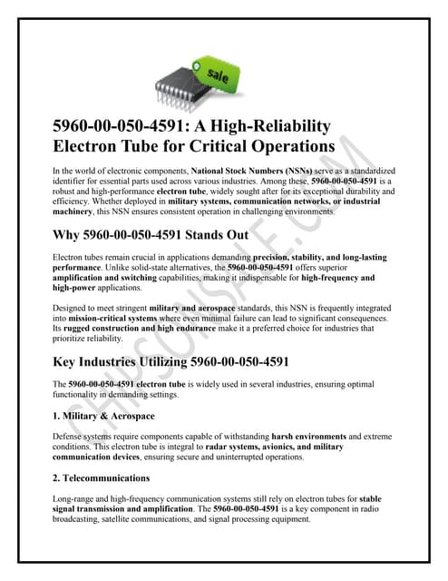 NSN 5960-00-050-4591 – High-Performance Electron Tube for Demanding Applications | PDF