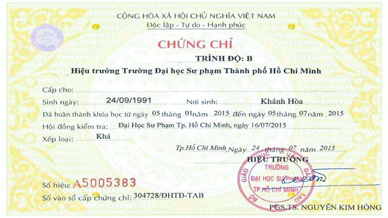Thời gian học chứng chỉ B anh văn bao lâu? Thời hạn sử dụng bằng B