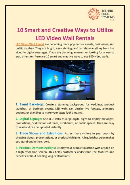 10 Smart and Creative Ways to Utilize LED Video Wall Rentals | PDF