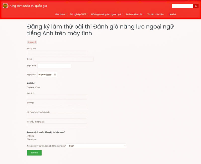 Các trang web thi thử VSTEP A2, B1, B2 online miễn phí