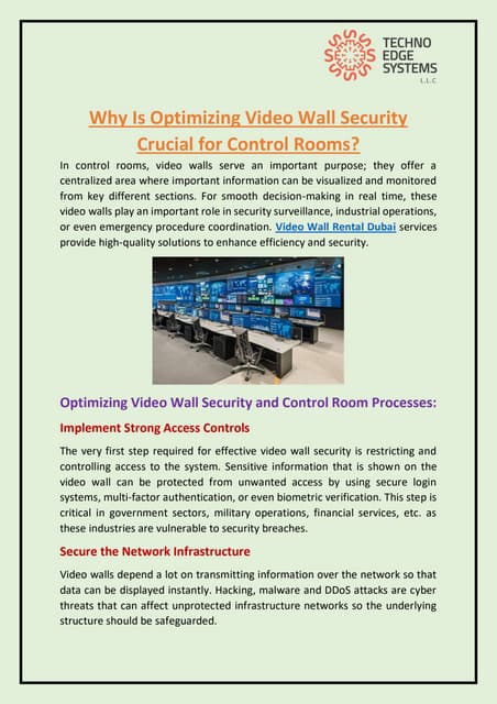Why Is Optimizing Video Wall Security Crucial for Control Rooms? | PDF