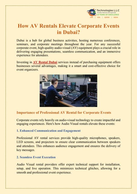How AV Rentals Elevate Corporate Events in Dubai? | PDF
