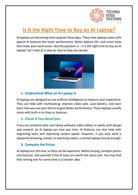 Is It the Right Time to Buy an AI Laptop? | PDF