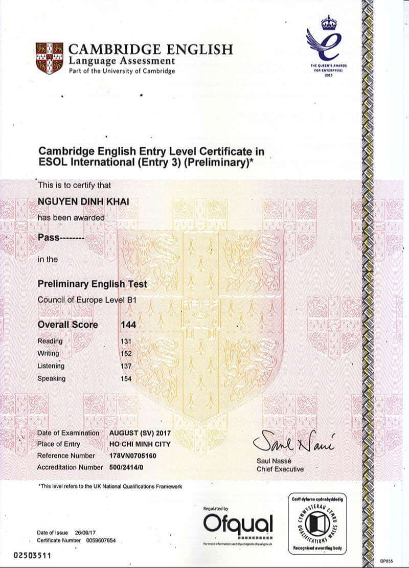 Bằng Cambridge B1 preliminary là gì? Ôn thi PET B1 ở đâu?