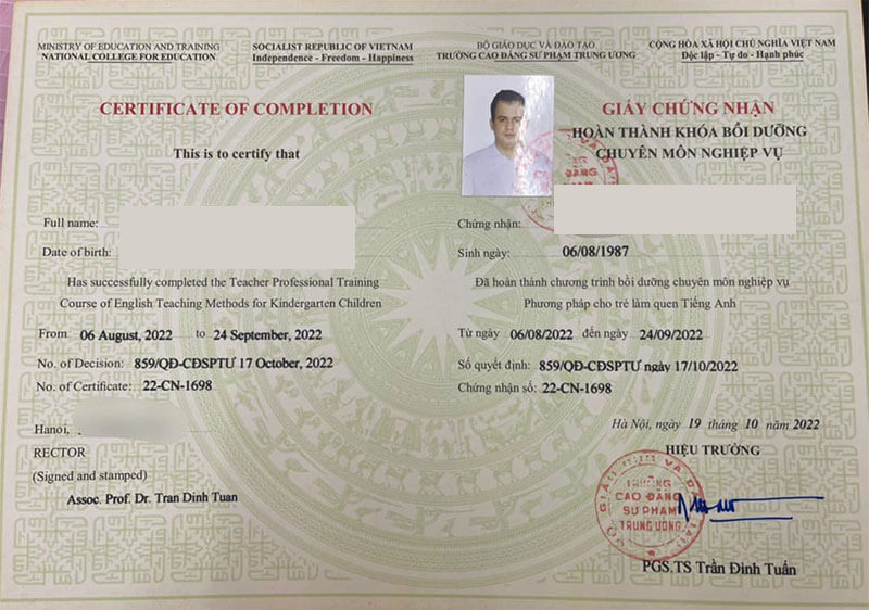 Khóa học và thi chứng chỉ phương pháp cho trẻ làm quen tiếng Anh