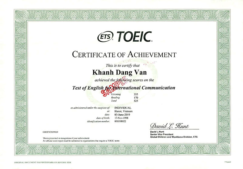 Chứng chỉ TOEIC IIG có được thi công chức không?