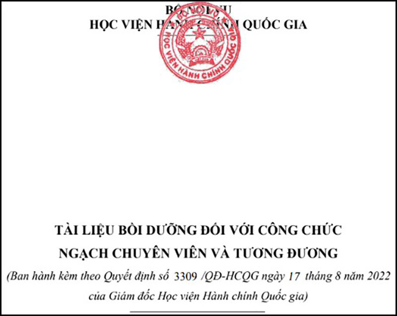 Download tài liệu bồi dưỡng ngạch chuyên viên của Bộ Nội Vụ