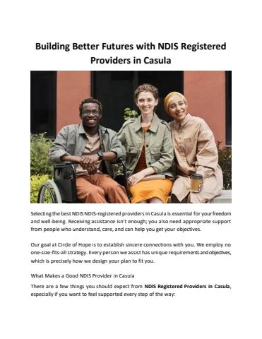 Building Better Futures with NDIS Registered Providers in Casula