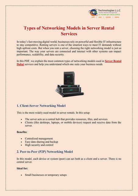 Types of Networking Models in Server Rental Services | PDF