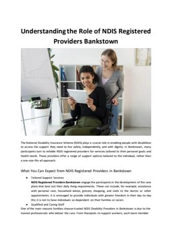 Understanding the Role of NDIS Registered Providers Bankstown