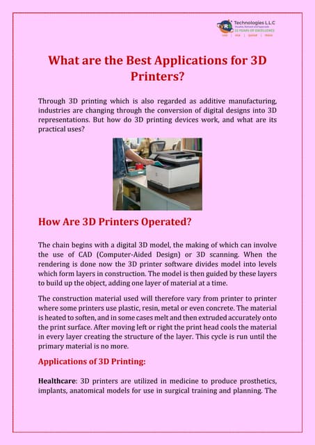 What Are the Best Applications for 3D Printers? | PDF
