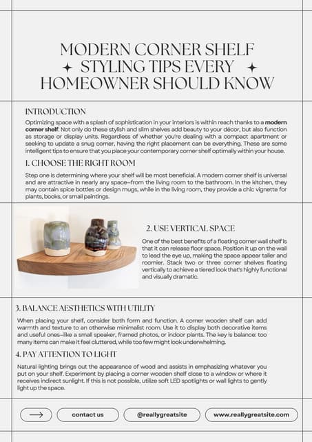 Modern Corner Shelf Styling Tips Every Homeowner Should Know | PDF