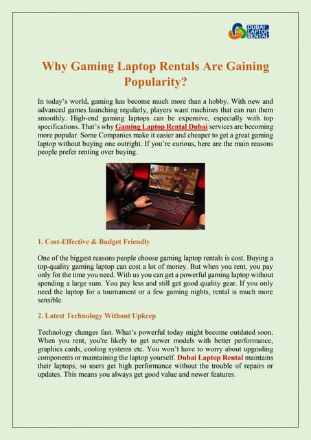 Why Gaming Laptop Rentals Are Gaining Popularity? | PDF