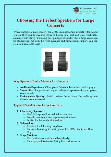 Choosing the Perfect Speakers for Large Concerts | PDF