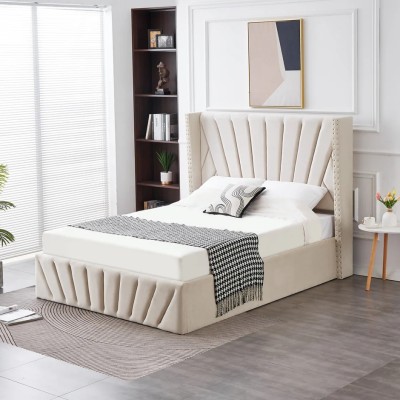 Allure Velvet Gas Lift Bed - Beige Profile Picture
