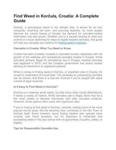 Find Weed in Korčula, Croatia A Complete Guide