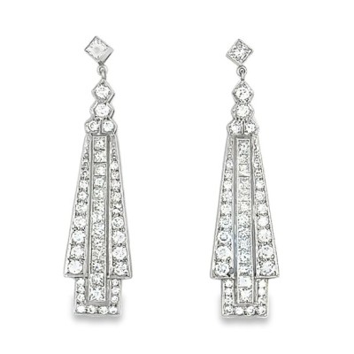 Architectual Art Deco Style Diamond Earrings Profile Picture