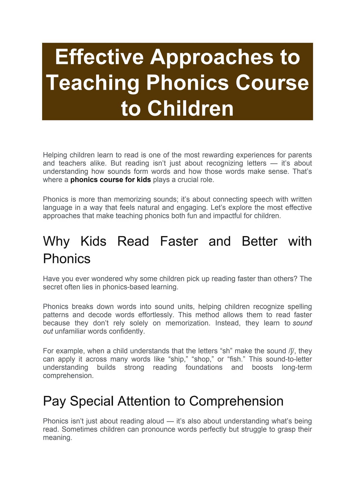 Effective Approaches to Teaching Phonics Course to Children by House of Soft Skills - Issuu