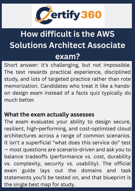 How difficult is the AWS Solutions Architect Associate exam | PDF