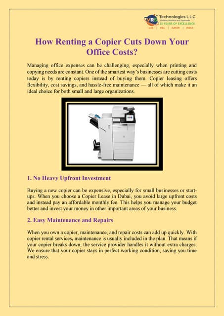 How Renting a Copier Cuts Down Your Office Costs? | PDF