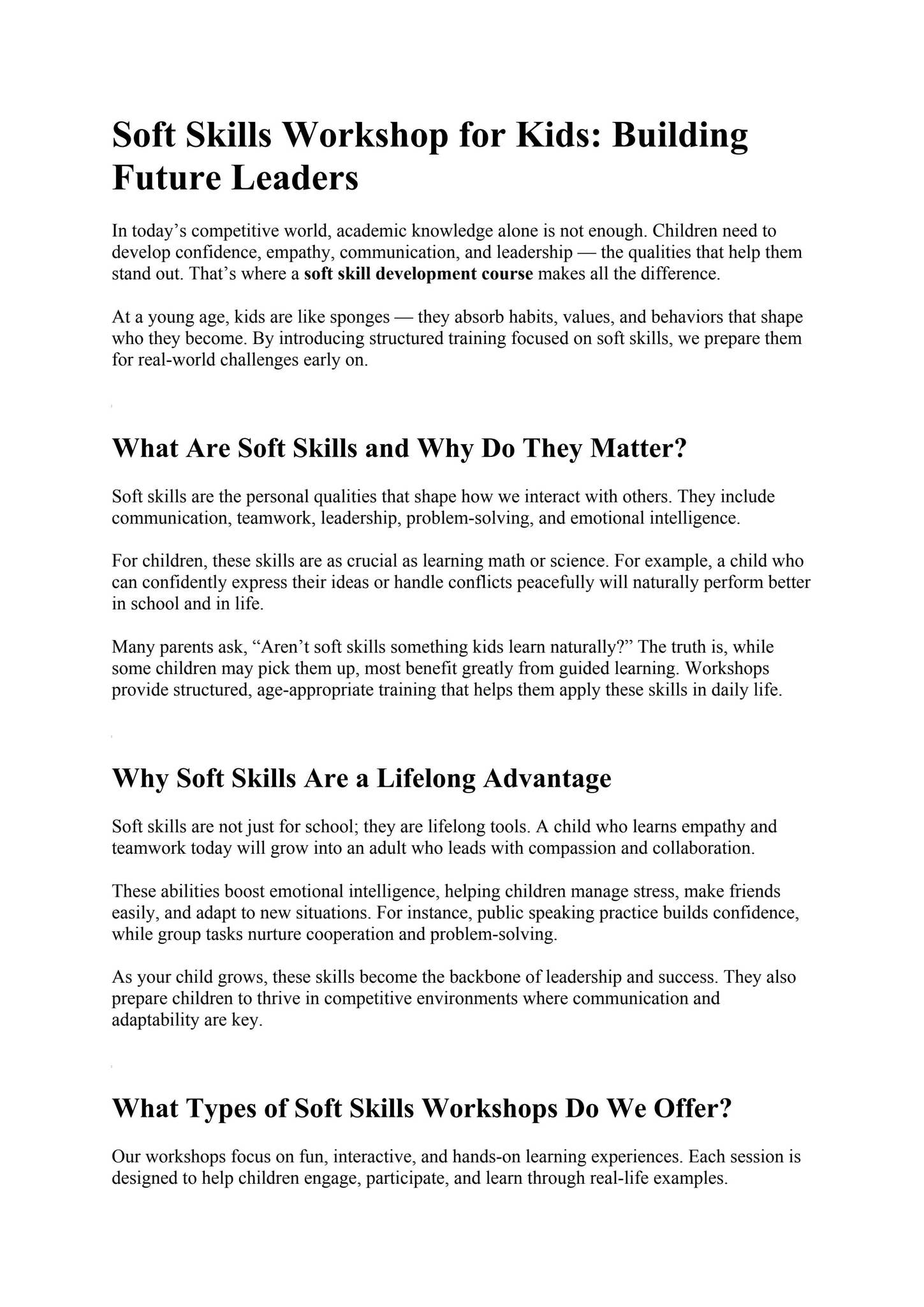 Soft Skills Workshop for Kids Building Future Leaders by House of Soft Skills - Issuu