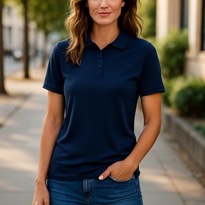 Limited Release - Navy Blue Women's Polo - 100% Merino Wool Profile Picture