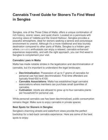 Cannabis Travel Guide for Stoners To Find Weed in Senglea