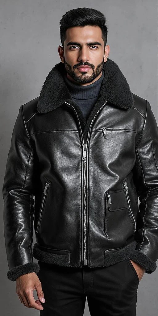 Muhammad Shearling Leather Jacket for Men – 100% Genuine