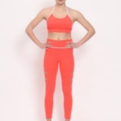 Core Premium Orange Hollow-Out Yoga Leggings with Bra Set Profile Picture