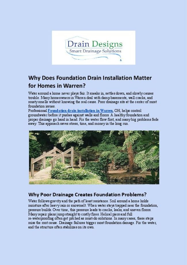 Why Does Foundation Drain Installation Matter for Homes in Warren_.docx | PDF Host