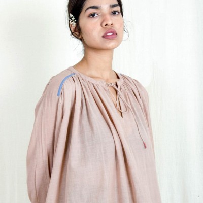 Halcyon - Earthy Pink Neck Gathered Tie Knot Dress Profile Picture