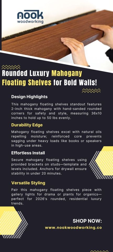 Rounded Luxury Mahogany Floating Shelves for Bold Walls! – @nookwoodworking01 on Tumblr
