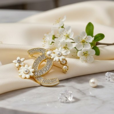 Pearl Blossom Luxe Double-C Brooch Profile Picture