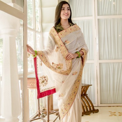 Creme Pure Chiffon zardoji border butti handwork saree Profile Picture