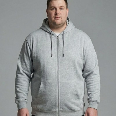 Big & Tall Full Zip Fleece Hoodie- Grey Profile Picture