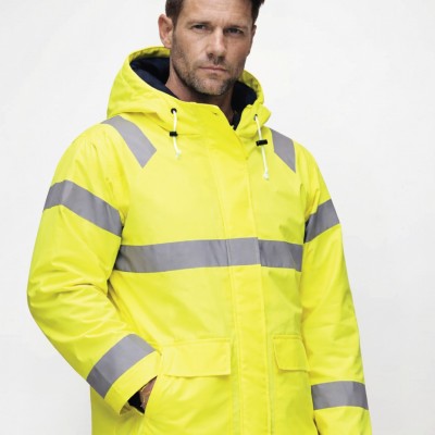 Forge Fr Men's Yellow hi-Vis Rain Jacket Profile Picture